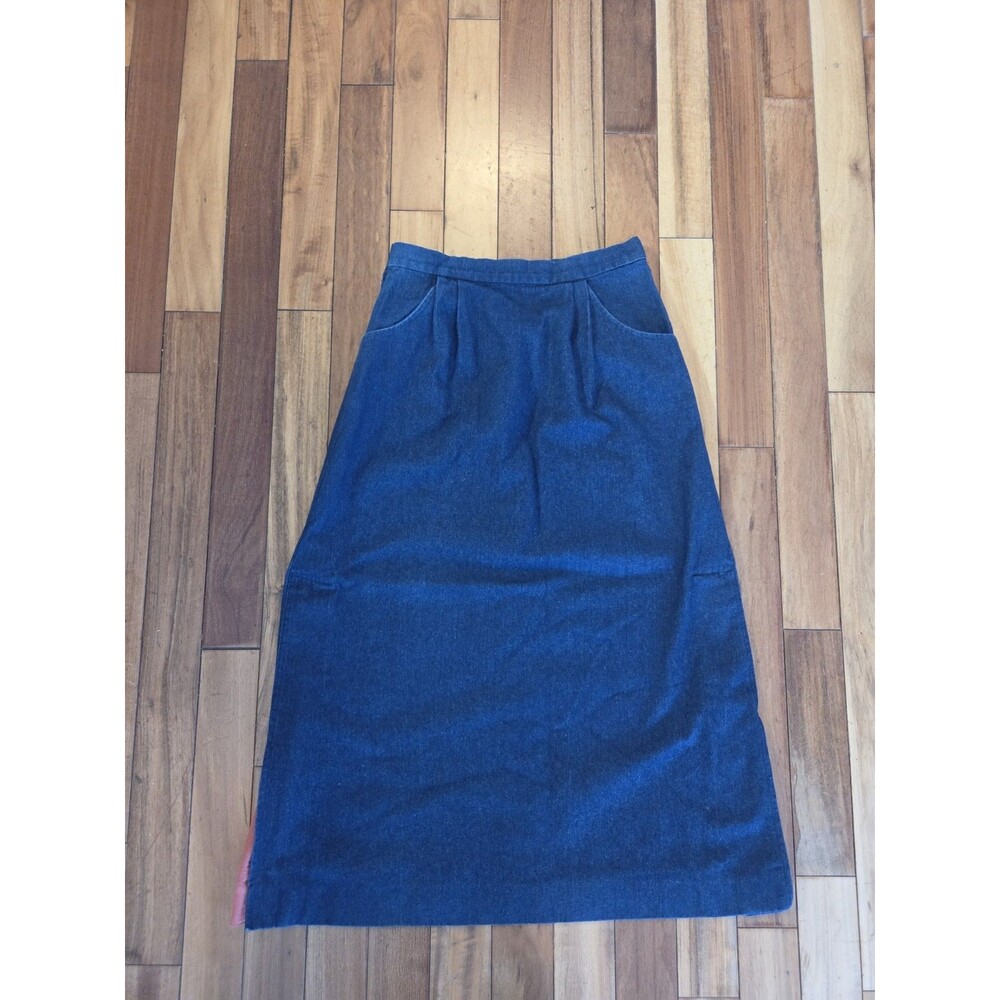 Vintage 80s 90s Maxi Denim Skirt Western Women's 12 Cottagecore Boho Prairie